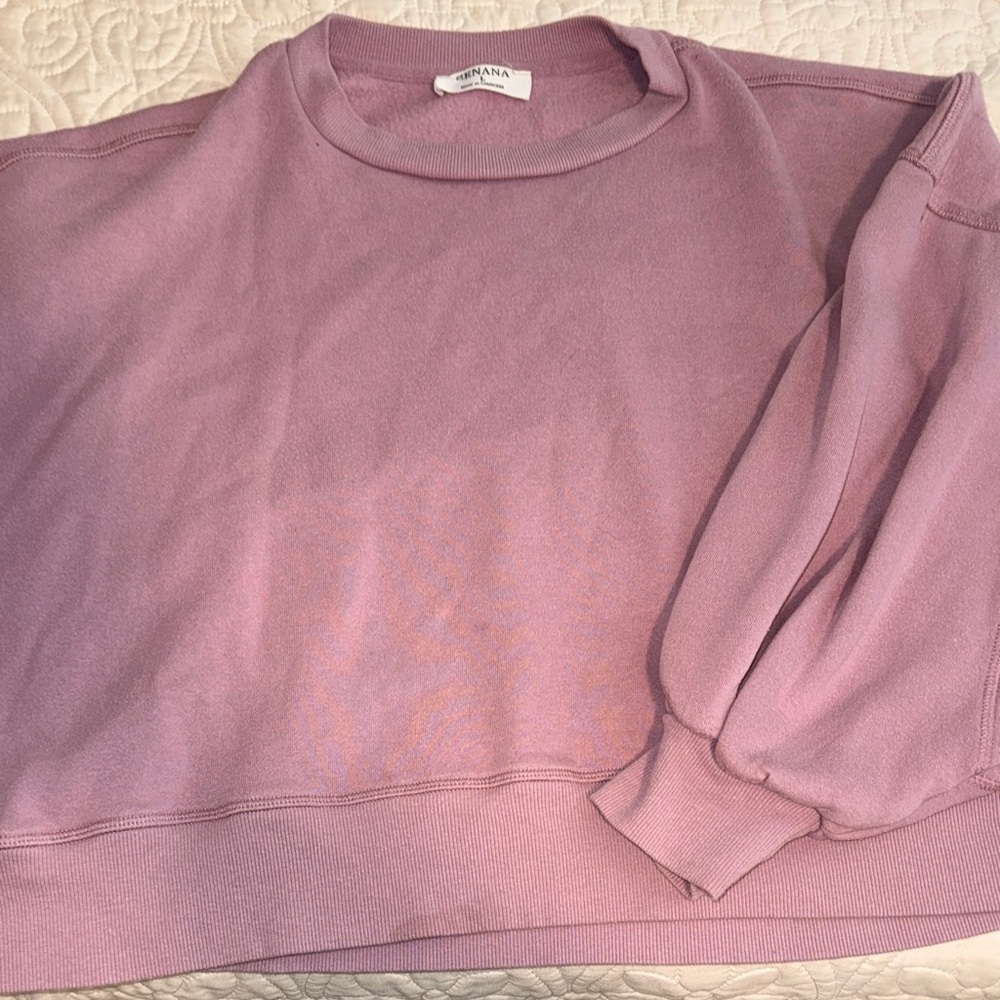 Zenana Outfitters Mauve Cropped Crew Neck Sweatshirt - Picture 4 of 4
